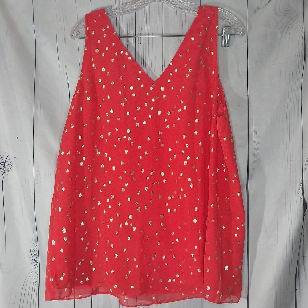 Lilly Pultzer Florin Silk Metallic Sleeveless Preppy V-Neck Night Out Top - Picture 3 of 10